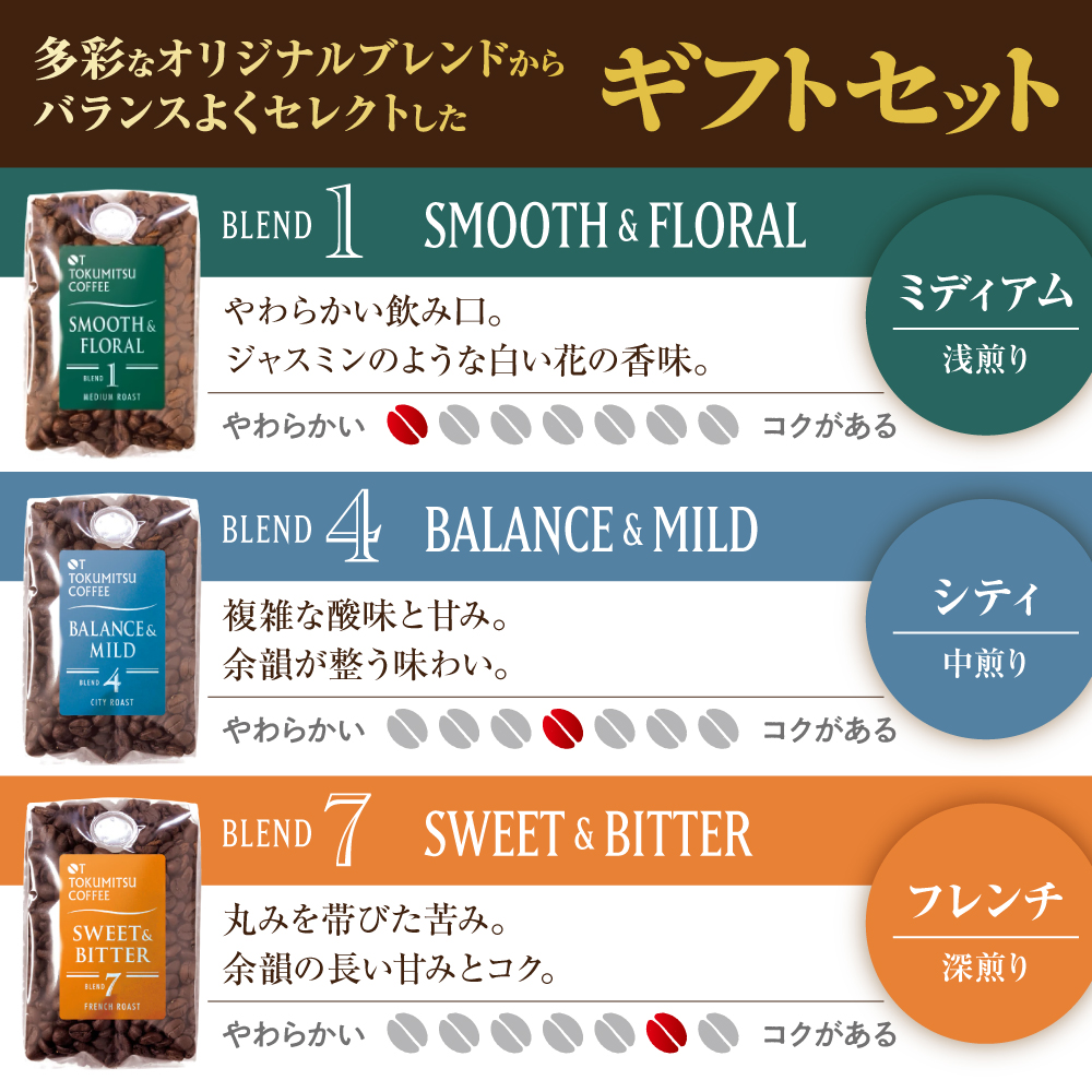 420026001 徳光珈琲 ３タイプ缶入りギフト[ブレンド１・４・