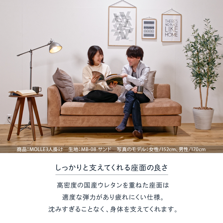 460187001 blocco MOLLE（モーレ）3人掛けソファ [片肘/55角クッシ