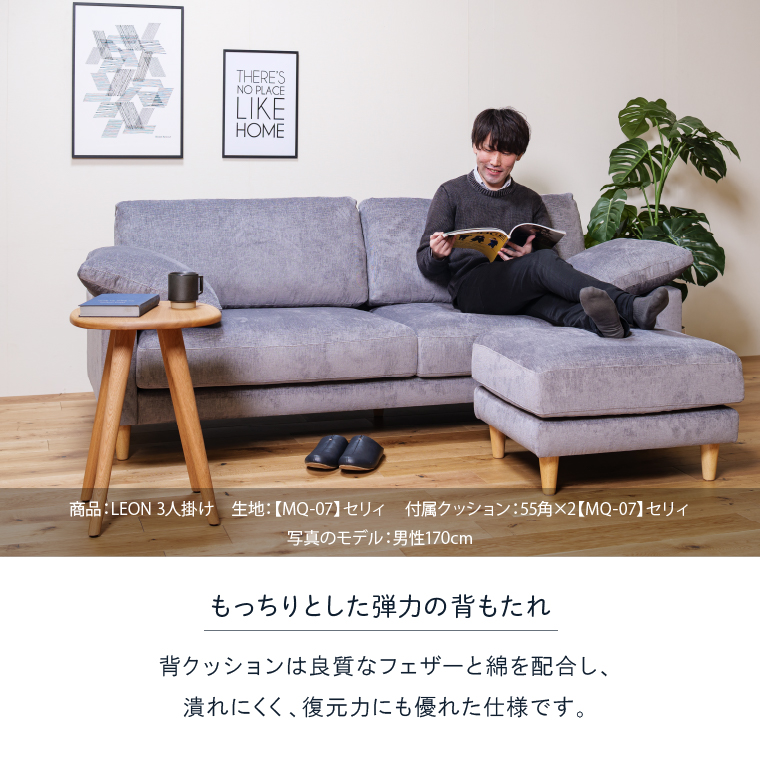 460199002 blocco LEON（レオン）3人掛け+オットマン［肘クッショ