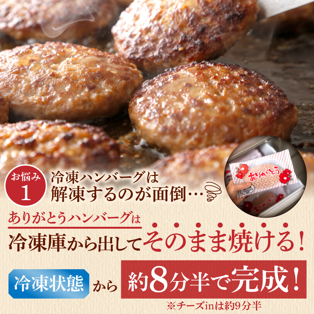 【冷凍したまま焼ける・北海道産牛100％】北海道産ビーフハンバーグ(ありがとう)(90g×24)_is002-010-000