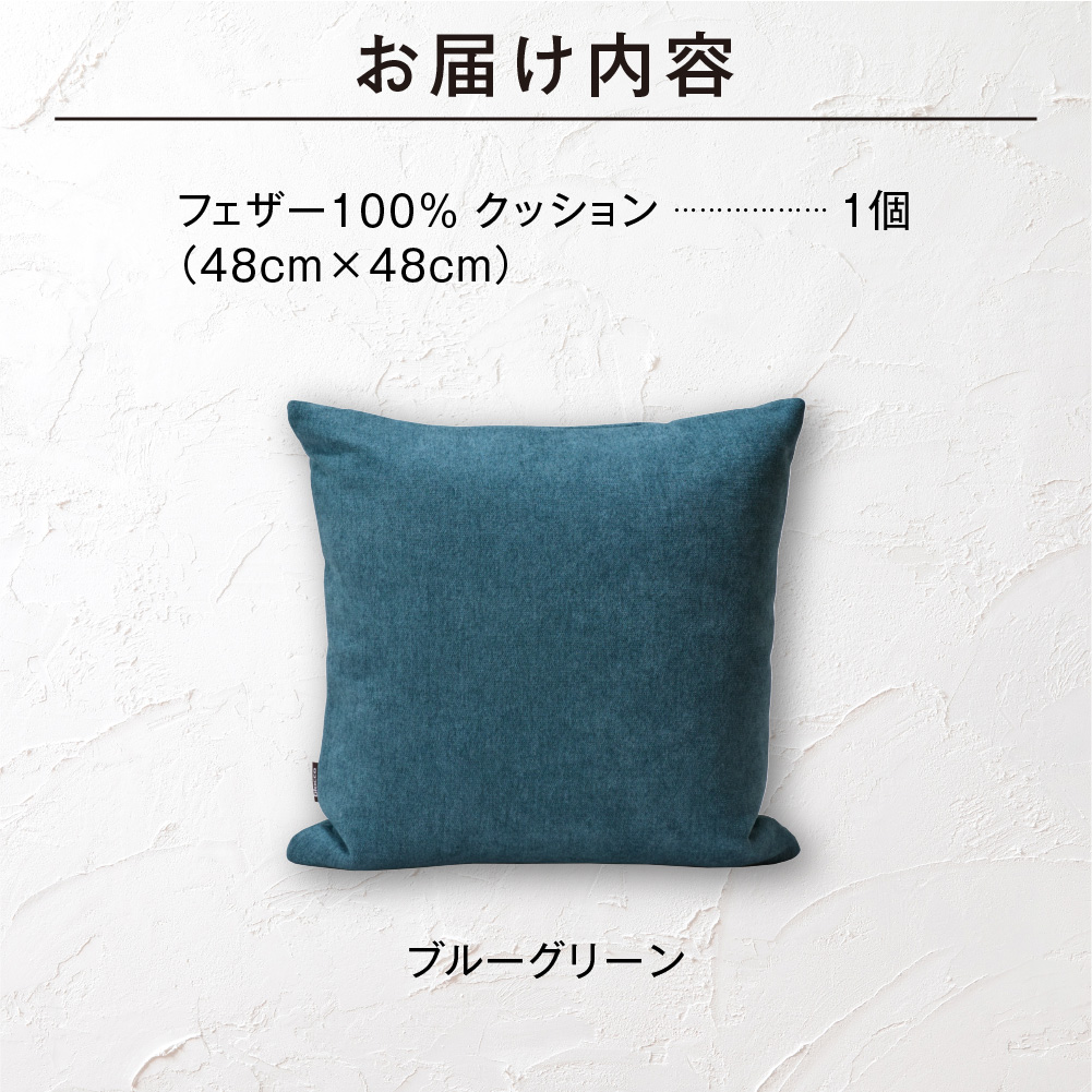 フェザー100％ クッション（48×48cm） 460094001 ブルーグリーン_is038-094-000