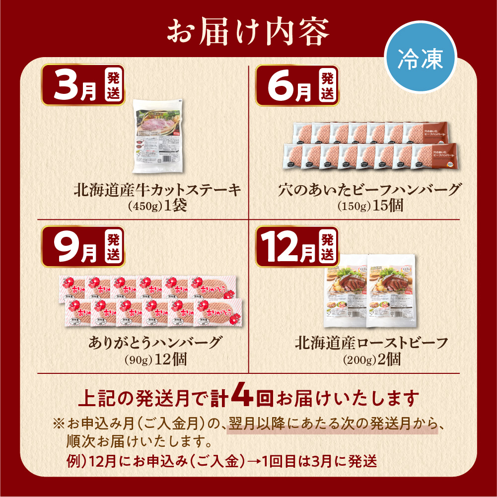 【定期便4回】北海道産牛肉満喫定期便セット_is002-063-999