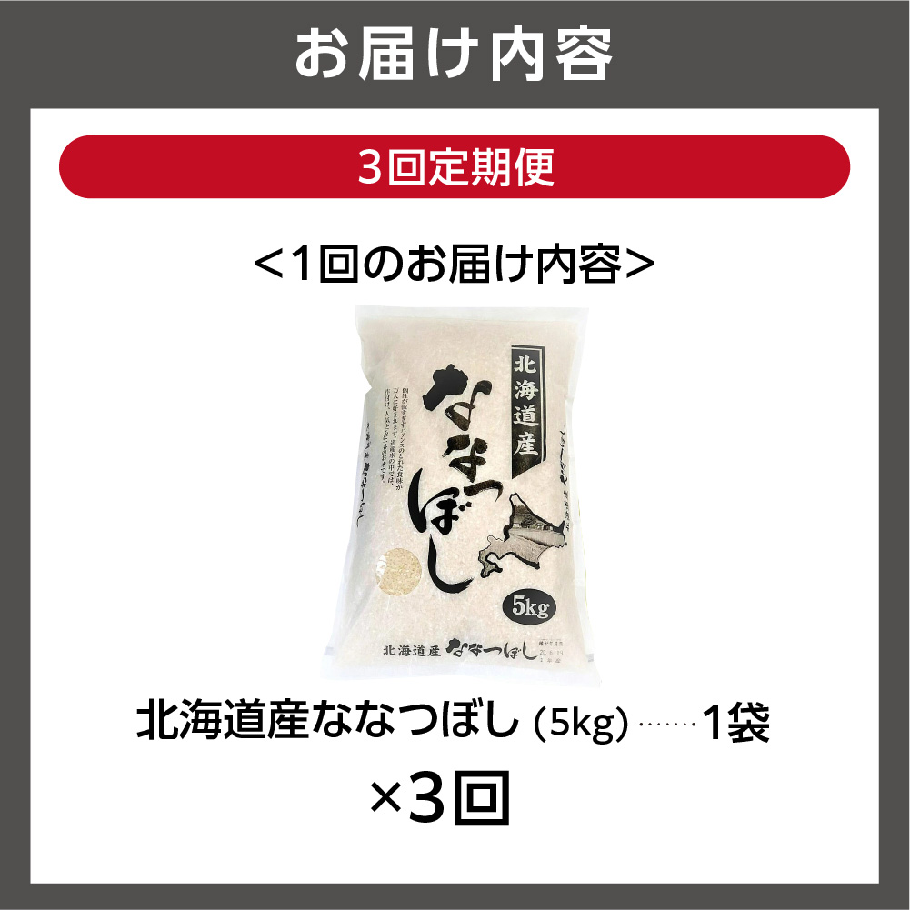 【定期便3ヶ月】北海道産ななつぼし 5kg×3回｜米 お米 特Aランク 北海道 石狩市_is021-034-999