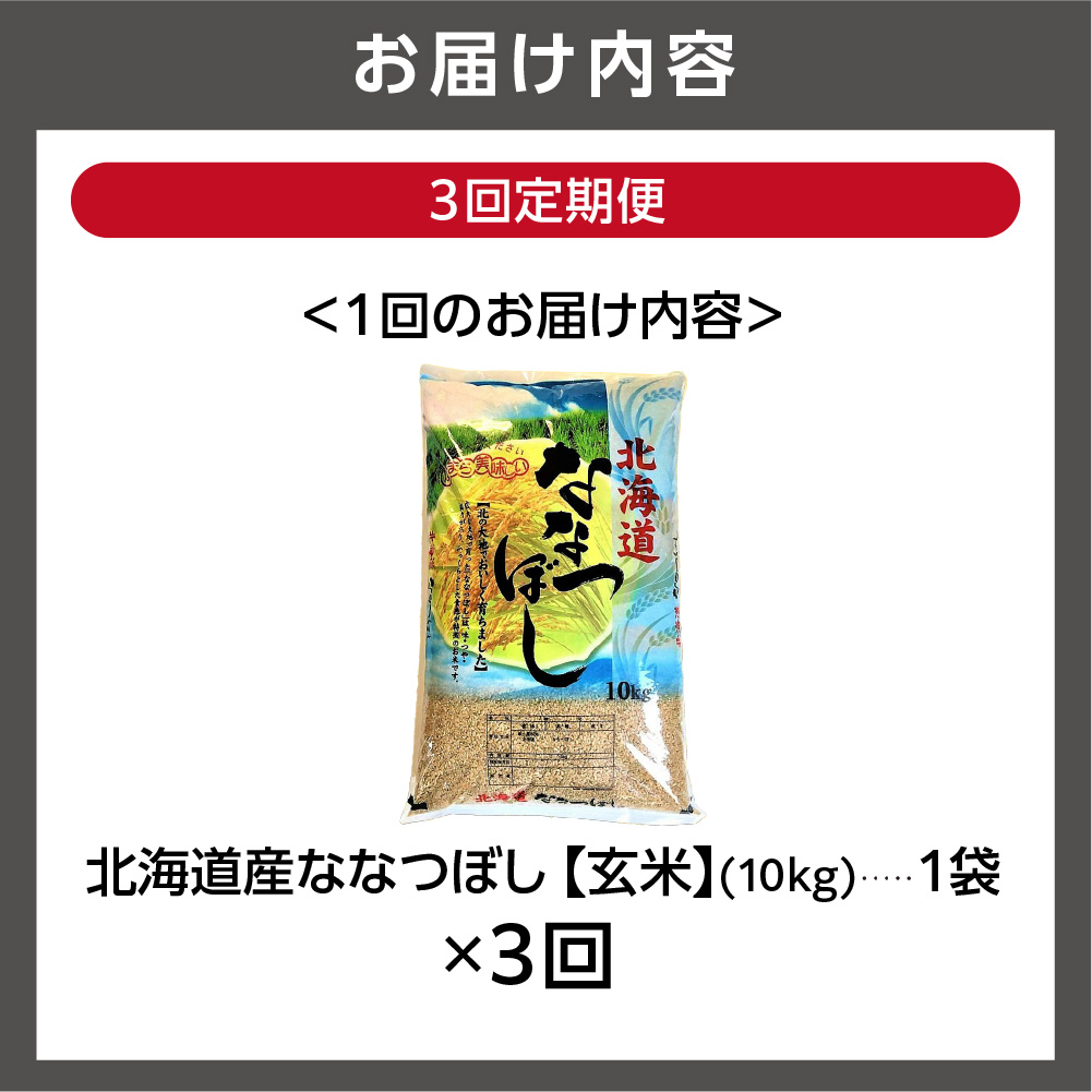 【定期便3ヶ月】北海道産ななつぼし【玄米】 10kg×3回｜米 玄米 特Aランク 北海道 石狩市_is021-036-999