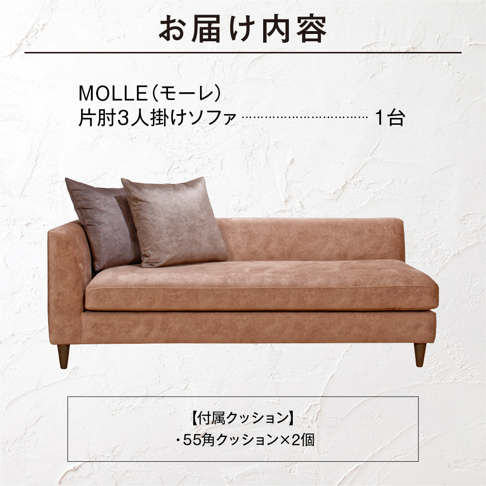 blocco MOLLE（モーレ）3人掛けソファ [片肘/55角クッション×2個付き/ペット対応生地]_is038-187-000