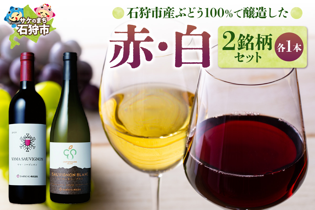 石狩市産ぶどう100%で醸造したワイン2銘柄 赤・白ワインセット_is025-006-000