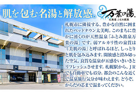 【1-2-176】ふとみ銘泉万葉の湯日帰りご招待券 2枚 温泉 利用券 クーポン 国内旅行 観光 トラベル 体験 チケット 美肌の湯 カップル ペア 親子 シングル おひとり様 北海道 天然温泉 源泉かけ流し 露天風呂 大浴場