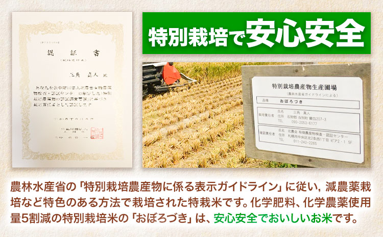 【1-2-363】【令和7年産先行受付】ファームふたば特別栽培米「おぼろづき」5kg 《10月中旬～（新米収穫出来次第、出荷）》産地直送 お取り寄せ 国産 北海道産 当別町産 お米 精米 白米 弁当 ごはん ご飯 コメ おかず おにぎり 単一原料米 ブランド米 お取り寄せ グルメ 朝食