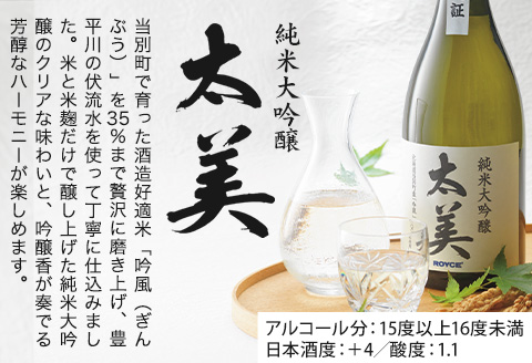 【2.15-330】ROYCE' 純米大吟醸 太美 1本 720ml | ロイズ お酒 酒 日本酒 米麹 北海道 当別町 土産 ギフト 送料無料