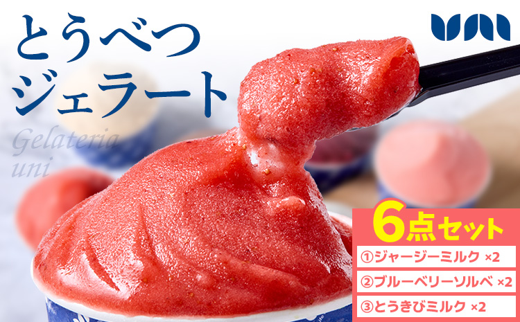 [1-341] とうべつジェラート 6点セット ジャージーミルク ブルーベリーソルベ とうきびミルク Gelateria uni 株式会社一蓮 おやつ アイス ジェラート デザート 食後 フレーバー 北海道 当別町