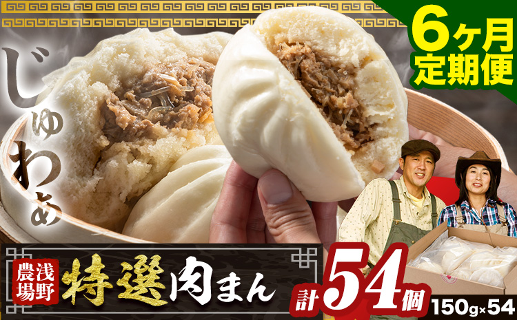 [5-4-311]　浅野農場特選肉まん 計54個 (9個×6回) 6ヶ月定期便  | 豚肉 肉まん 豚まん 特選肉まん 中華まん 北海道 肉まん