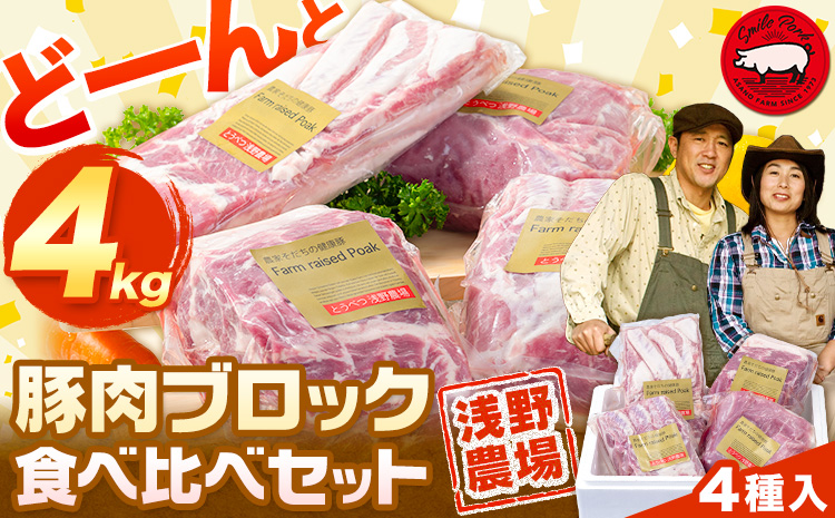 【2-3-25】浅野農場厳選豚肉ブロック食べ比べセット 豚肉 豚肉ブロック 豚肉食べ比べ 豚ロース 豚バラ 豚モモ