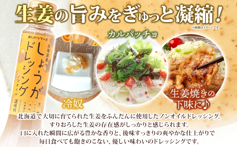 生姜 ジンジャードレッシング 220ｇ×4本 しょうが ショウガ たっぷり 調味料 たれ 万能 ノンオイル ドレッシング 贈り物 北海道 新篠津村