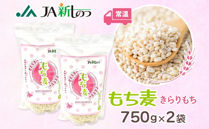 新しのつ産 もち麦 きらりもち 750g×2袋 雑穀 穀類 ご飯 米 白米 麦 北海道産 もちむぎ 麦 国産 ヘルシー 腸活 食物繊維 お弁当 おにぎり 食事 便利 モチモチ プチプチ 送料無料 JA新篠津 北海道 新篠津村