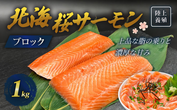 「陸上養殖」 北海桜サーモン ブロック 1kg 北海道 松前町 ふるさと納税