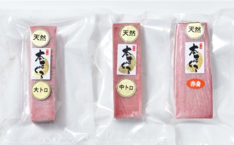 【先行予約】北海道福島町 水揚げ 本マグロ 「海峡まぐろ」 贅沢セット（大トロ・中トロ・赤身） FKO013