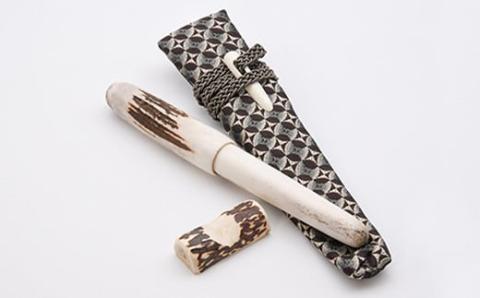 平井木工挽物所×北海道福島町産蝦夷鹿の角「剣先14金高級万年筆」 FKB014