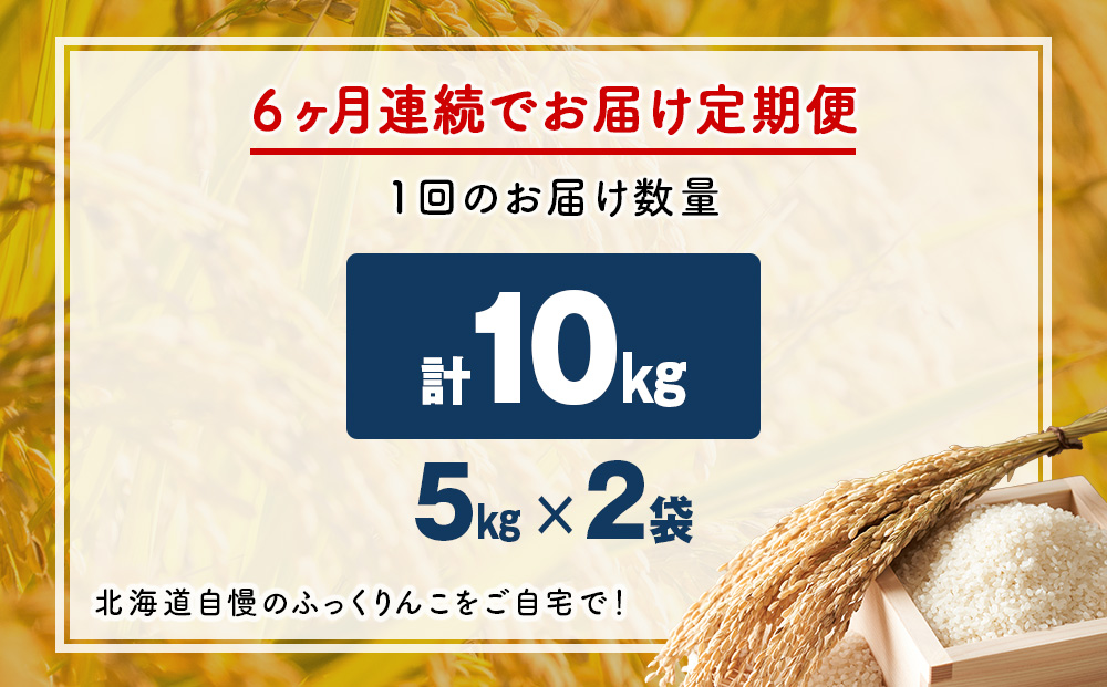 【6ヵ月定期便】北海道 木古内町 ふっくりんこ 10kg 家計応援米　北海道米　お米・ふっくりんこ・米・6ヶ月・6回