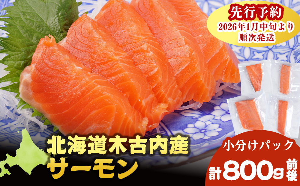 【三印 三浦水産株式会社】木古内町産サーモン 小分け 約800g