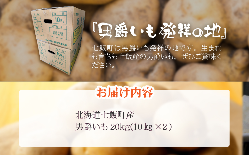 七飯町産男爵いも20kg(10㎏×2 ) NABK002