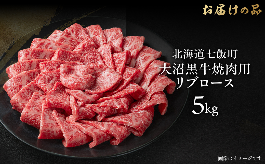 大沼黒牛焼き肉用（リブロース5kg） 【ふるさと納税 人気 おすすめ ランキング 北海道ブランド牛 大沼黒牛 黒毛和牛 リブロース 冷凍 おいしい 北海道 七飯町】 NAM040