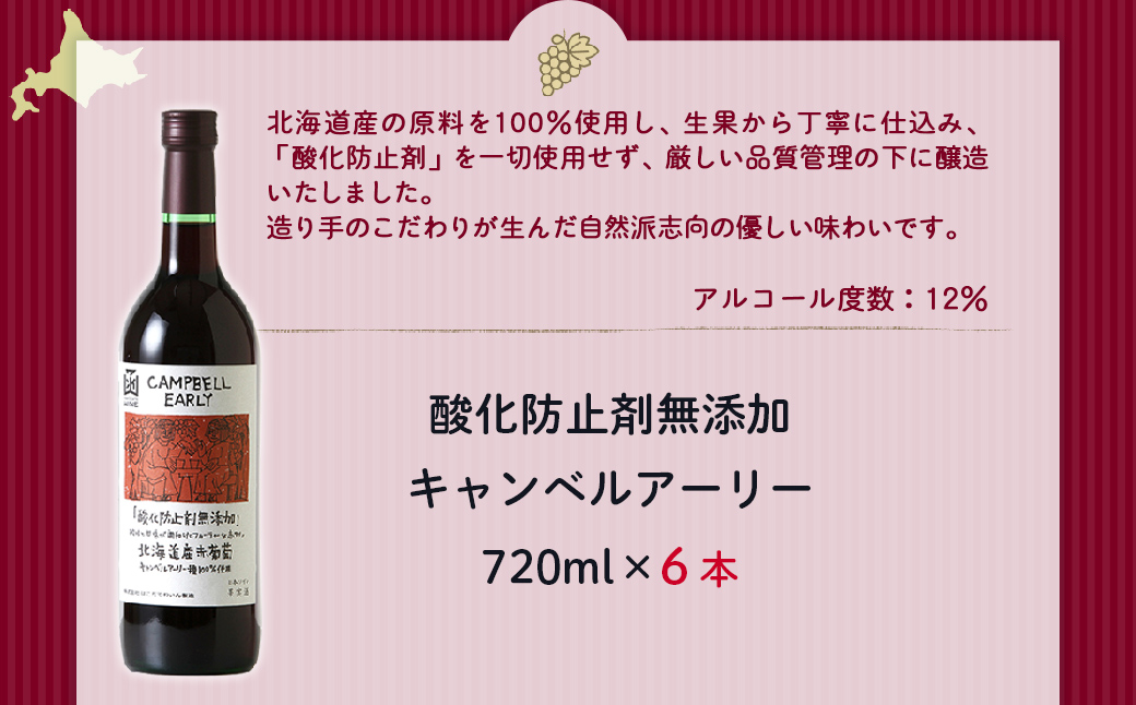 酸化防止剤無添加　キャンベルアーリー　720ml　6本 NAX031