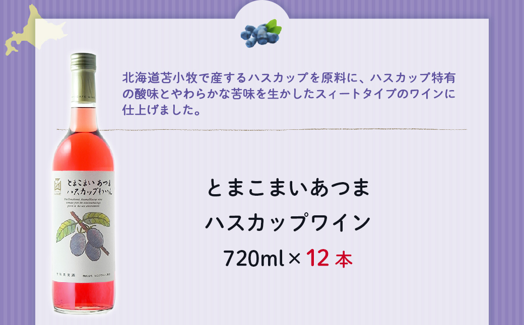 とまこまい あつまハスカップワイン　720ml　12本 NAX046