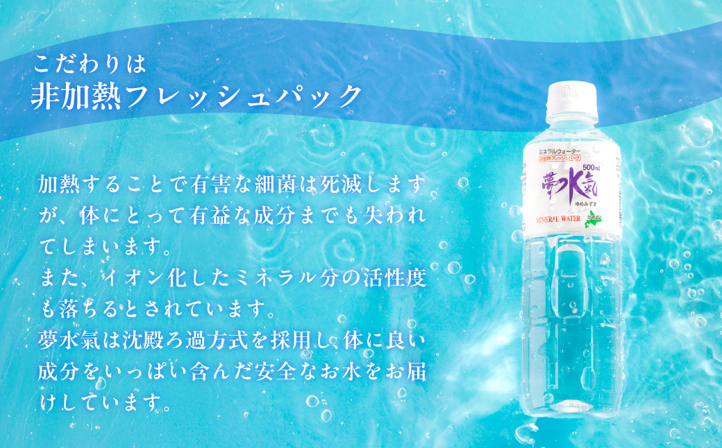 ミネラルウォーター夢水氣（500ml×24本）2セット 天然アルカリイオン水 軟水 NABI008