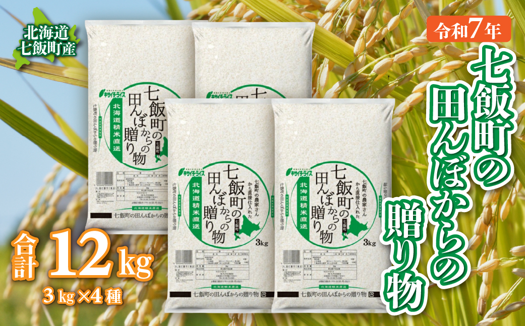令和7年産（2025年産） 七飯町の田んぼからの贈り物3kg×4 NAAQ010