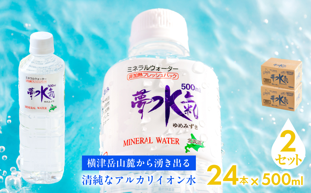 ミネラルウォーター夢水氣（500ml×24本）2セット 天然アルカリイオン水 軟水 NABI008