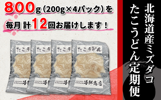 【定期便】たこうどん800g（200g×4）12回お届けコース【毎月