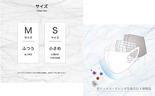 【Mサイズ】クレンゼマスク3枚 ベーシック 洗えるマスク