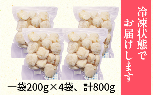 北海道噴火湾湾口産 ほたて お刺身用 ほたて貝柱 800g (200g×4