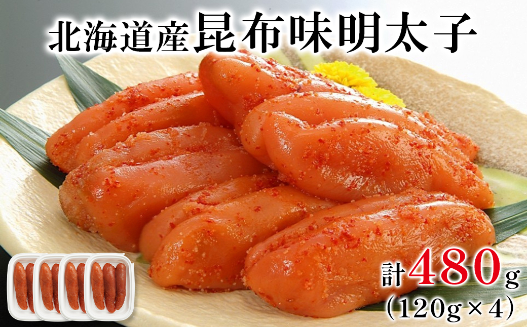 丸鮮道場水産 北海道の昆布味明太子 480g (120g×4) 便利に小分