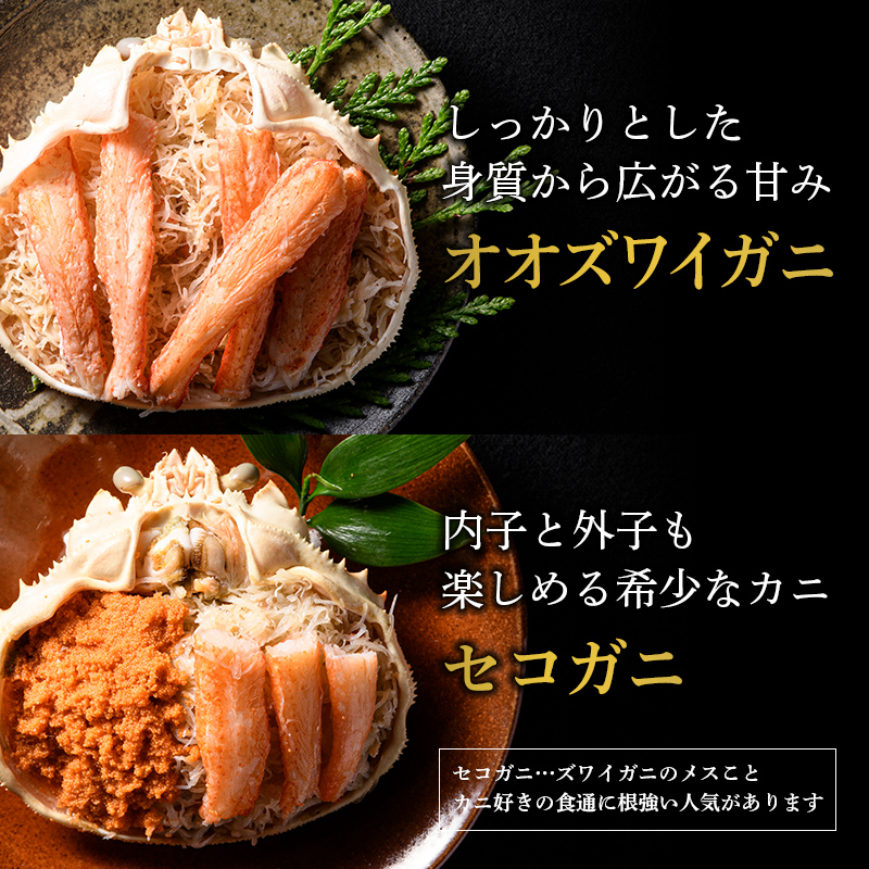 北海道産オオズワイガニ甲羅盛80-90g×2個+セコガニ甲羅盛60-70g×1個　※かにみそ無し ＜道産ネットミツハシ＞ かに カニ 蟹 ガニ がに 北海道産 甲羅 海鮮 甲殻類 mr1-0476