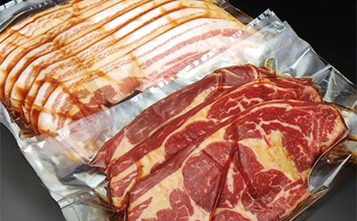 『定期便』老舗焼肉店の焼肉セット国産牛ロース道産豚バラ道産牛リブロース全2回 森町 牛肉 ロース リブロース 豚肉 バラ 焼肉 タレ 味付け 北海道産 セット ふるさと納税 北海道 mr1-0312