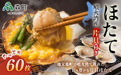 噴火湾産冷凍ほたて片貝6袋（60枚入）のセット＜海鮮問屋　株式会社　瑞宝＞ 森町 ほたて 帆立 ホタテ 海産物 魚貝類 ふるさと納税 北海道 mr1-0099