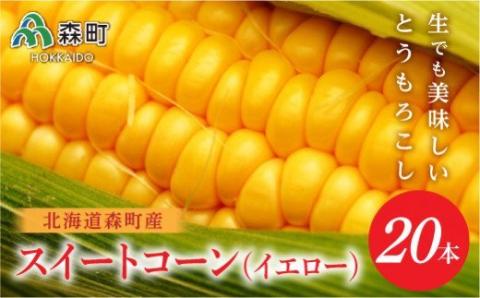 【先行予約】【数量限定】北海道森町産スイートコーン（イエロー）20本（2026年7月上旬～9月中旬頃に順次お届け）とうもろこし トウモロコシ とうきび 野菜 やさい 北海道 ふるさと納税 森町 mr1-0146