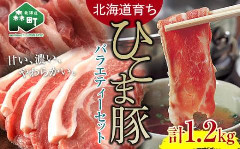 【北海道育ち ひこま豚】バラエティーセット1.2kg 焼肉・しゃぶしゃぶ・カツなど ＜酒仙合縁 百将＞ 森町 豚肉 とんかつ すき焼き 焼肉 ふるさと納税 北海道 mr1-0326