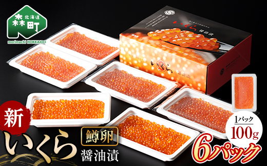 100gの小分けが便利  いくら 醤油漬け 小分け 100g×6パック （鱒卵） いくら イクラ 小分け 醤油漬け 鱒卵 森町 いくら醤油漬け しょうゆ漬け 海産物 加工品 ふるさと納税 北海道 ＜ワイエスフーズ＞ mr1-1160