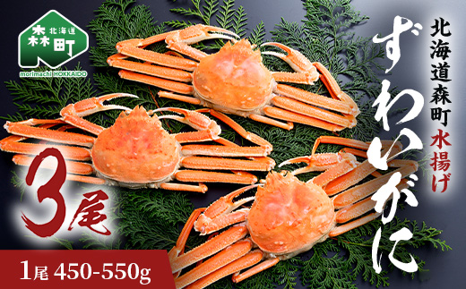 ずわいがに（450g～550g） 3尾入り 北海道森町水揚げ かに カニ 蟹 ガニ がに 森町 ふるさと納税 北海道 ずわいかに ズワイガニ mr1-0925