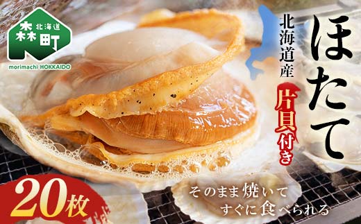 北海道・噴火湾・森産　冷凍ほたて片貝20枚 ＜海鮮問屋　株式会社　瑞宝＞ 森町 ほたて 帆立 ホタテ 海産物 魚貝類 ふるさと納税 北海道 mr1-0915