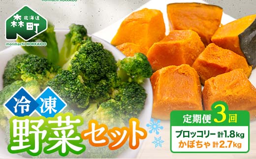 【3ヶ月定期便】カット済み野菜セット 1.5kg×3回 ブロッコリー かぼちゃ 北海道森町産 野菜 おかず お弁当 便利 小分け カット済み ブロッコリー かぼちゃ 冷凍 mr1-1013