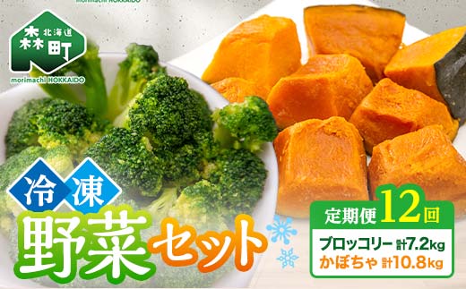 【12ヶ月定期便】カット済み野菜セット 1.5kg×12回 ブロッコリー かぼちゃ 北海道森町産 野菜 おかず お弁当 便利 小分け カット済み ブロッコリー かぼちゃ 冷凍 mr1-1015