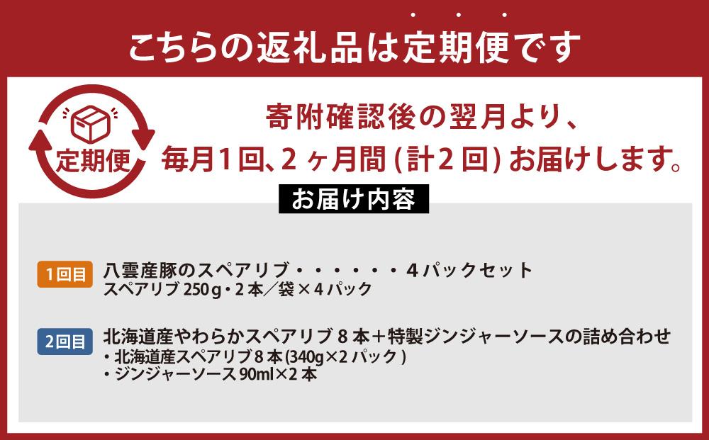 【定期便】スペアリブ食べ比べ定期便【 スペアリブ スペアリブセット ジンジャーソース 豚肉 豚  肉 肉セット 食品 グルメ お取り寄せ お取り寄せグルメ    八雲町 北海道 】