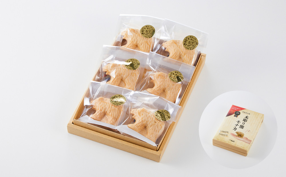 【ギフト用】《農林水産大臣賞受賞》北海道名物 木彫り熊モナカ(1箱 6個入り)【 もなか モナカ 最中 和菓子 菓子 おかし 食品   グルメ お取り寄せ    】