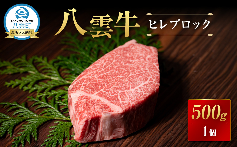 北海道情報雑誌で紹介！八雲牛　ヒレブロック500ｇ×１個【 ステーキ 肉 お肉 にく 牛 牛肉 食品 グルメ お取り寄せ お取り寄せグルメ 人気 おすすめ  八雲町 北海道   】