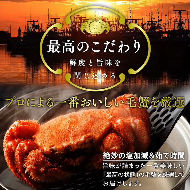 北海道産 毛がに 300～350g前後 ２ハイ（冷蔵）【01001001】