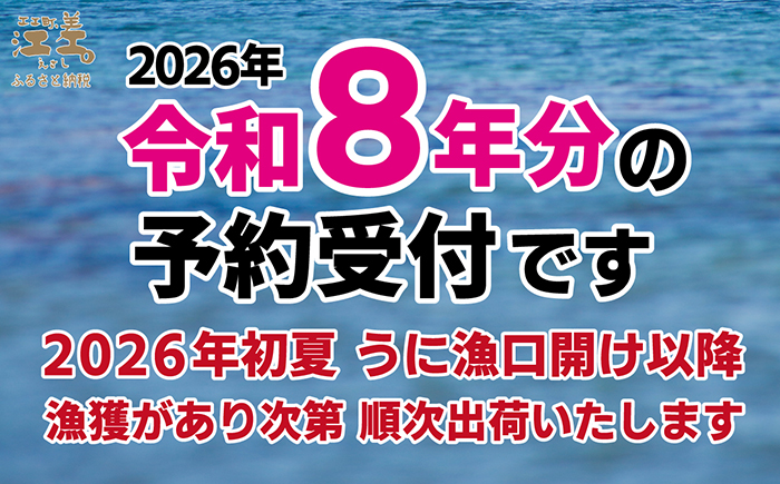 ＼2026年先行予約／北海道 江差前浜産 生うに 200g（100g×2パック）【無添加・みょうばん不使用】令和8年　江差産天然キタムラサキウニ　日本海熊石産海洋深層水　塩水ウニ　素材を生かした自然の味　国産うに　雲丹　100グラムパック個包装