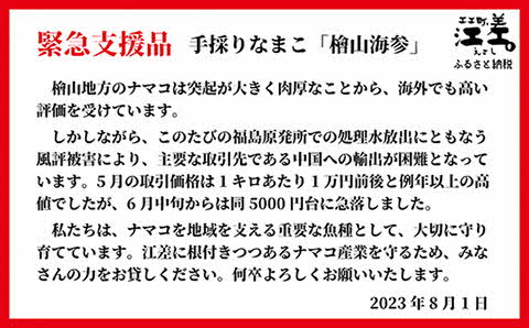 緊急支援品】『檜山海参』 10本 北海道産潜水手採り最高級なまこ 中華料理の最高級食材 北海道檜山産フリーズドライなまこ: 江差町ANAのふるさと納税